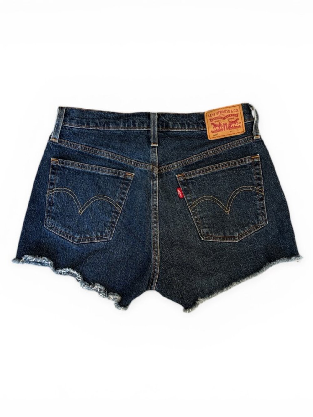 Levi's 501 Dark Indigo Frayed Hem Denim Shorts Size 28 - Picture 3 of 9